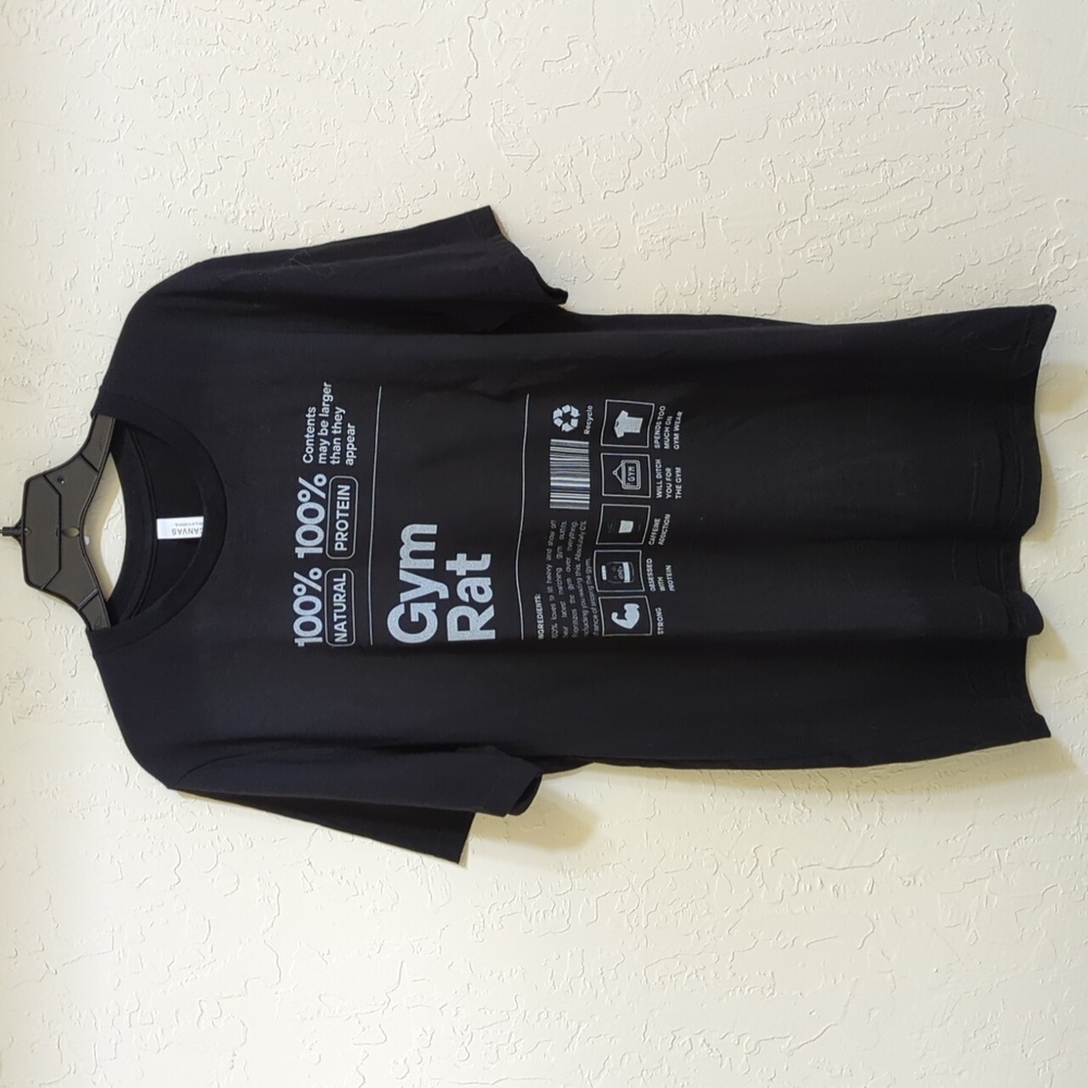 Bella Canvas Black Gym Rat Short Sleeve Graphic Tee Shirt Size Large